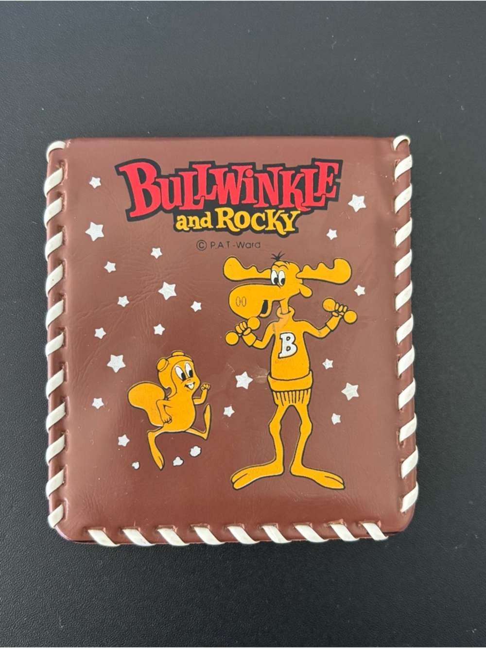 Bullwinkle and Rocky Vintage Wallet - Brown with Yellow Graphics